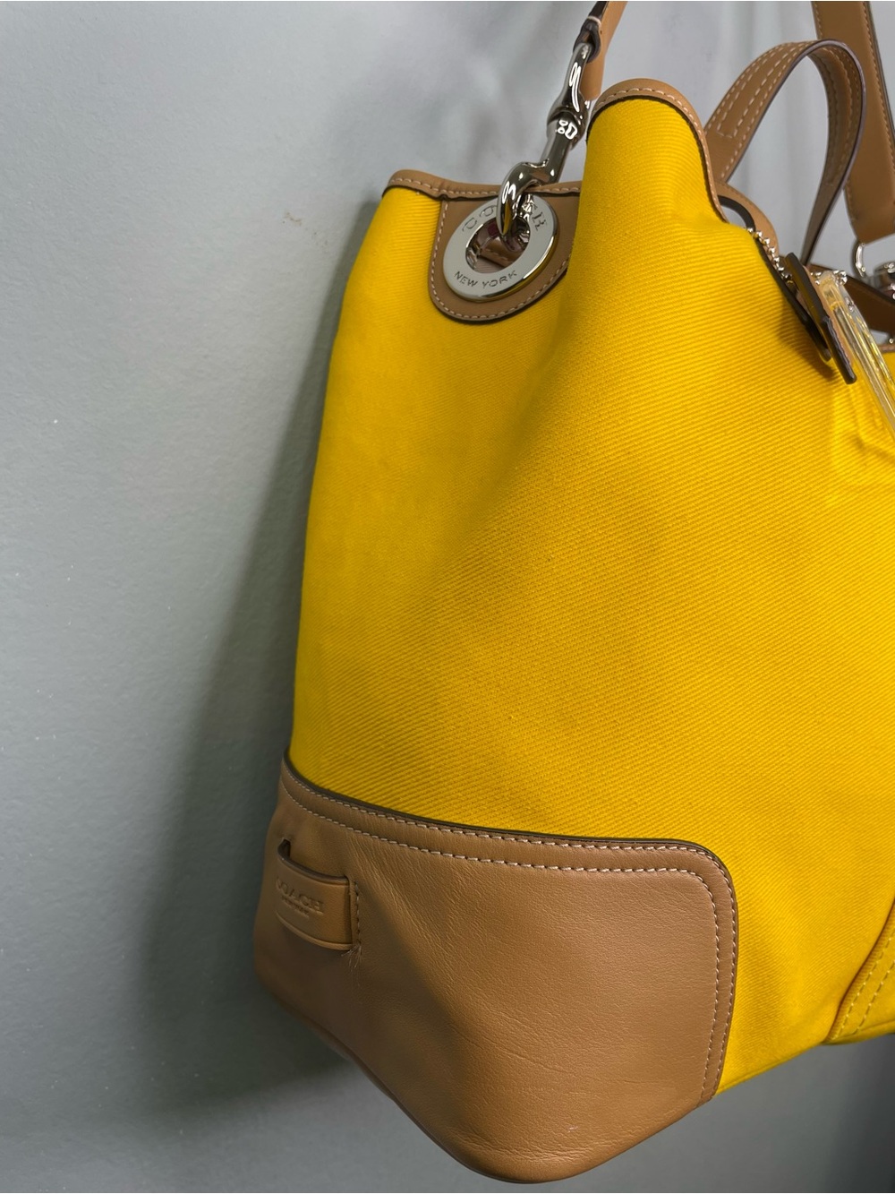 Coach Hadley Twill Large Duffel Tote in Sunflower Yellow - Picture 10 of 14